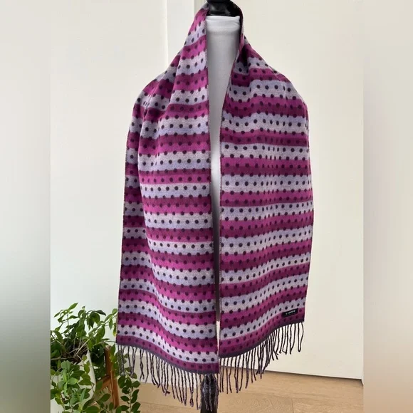 CASHMINK Winter Scarf Oblong Polka Dot Reversible Colourful Fringe Cozy Soft - Picture 3 of 11